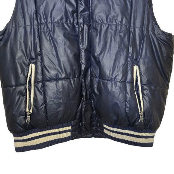Vintage 90s Izod Mens Navy Puffer Vest Full Zip and Snap Great Condition 2XL - Picture 5 of 5